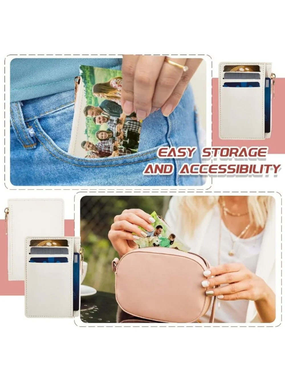 Slim Minimalist Leather Wallet for Men & Women | RFID Blocking, Zippered Card